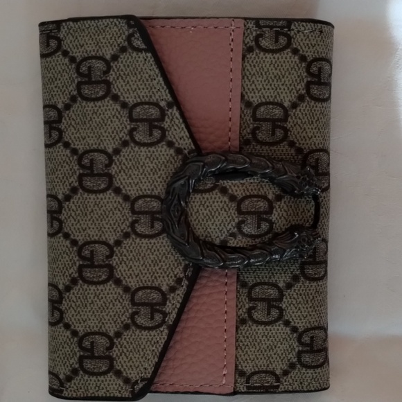 Super cute new GD brown tan and pink wallet with accent - Picture 1 of 5